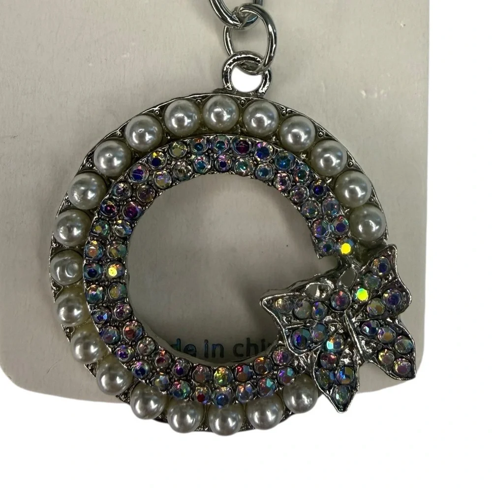 Butterfly Rhinestione/Pearl Multicolor Keychain/Bagcharm Accessory